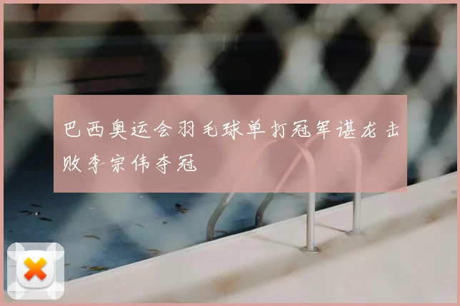 巴西奥运会羽毛球单打冠军谌龙击败李宗伟夺冠